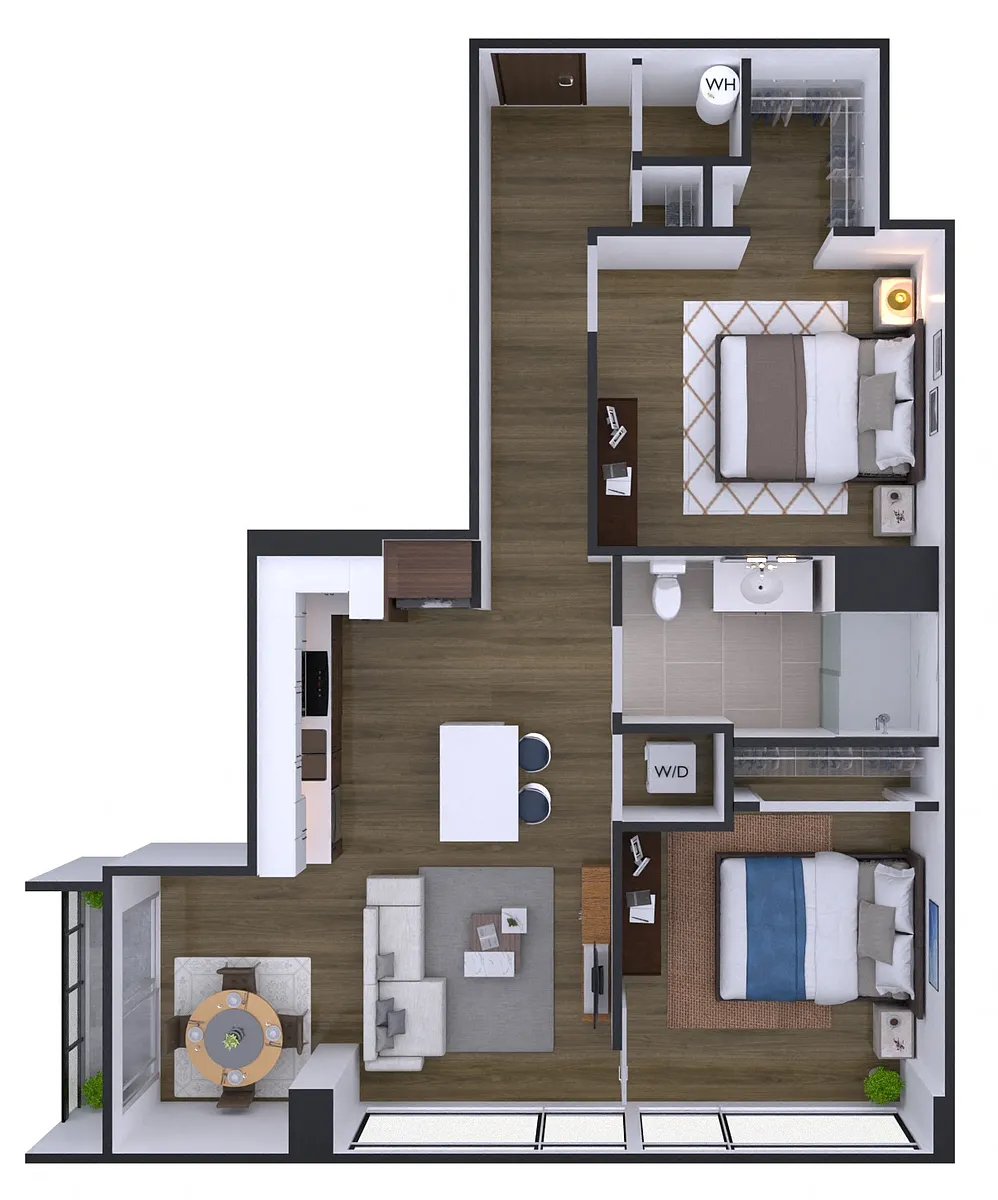 Floor plan 301-B05 (1 Bed + Den)