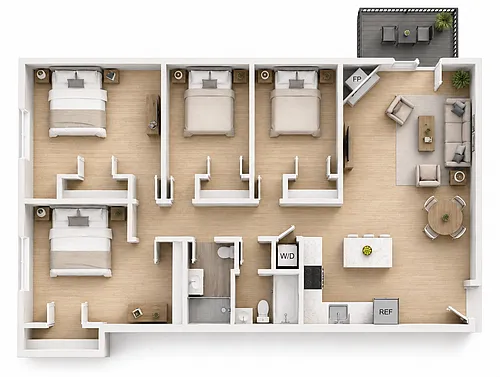 Floor plan 4BR/2BA