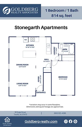 Floor plan One Bedroom 1 bath Dining Room