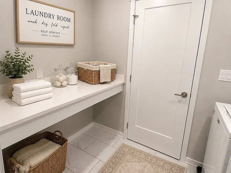 Washer & dryer (included) and built-in folding table make laundry a breeze