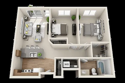 Floor plan Two Bedroom / One Bath