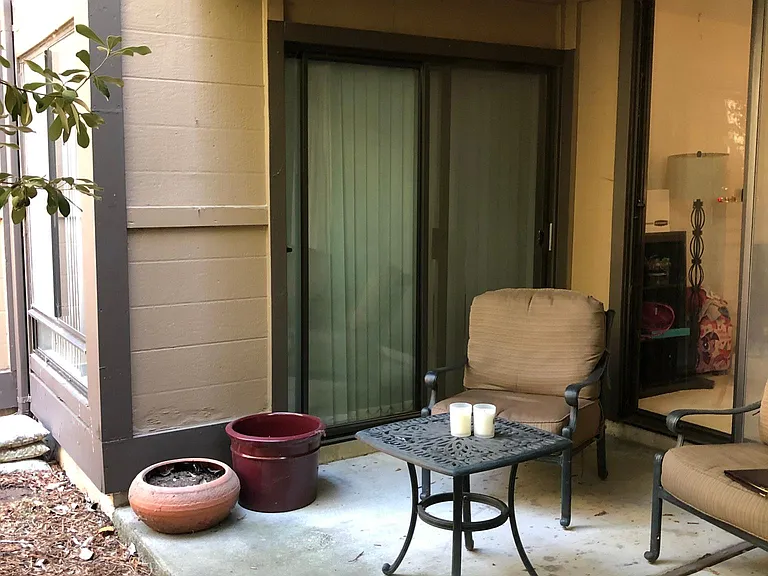 Private exclusive-use patio. Can even put in your own gas grill, potted plants and/or an herb garden.