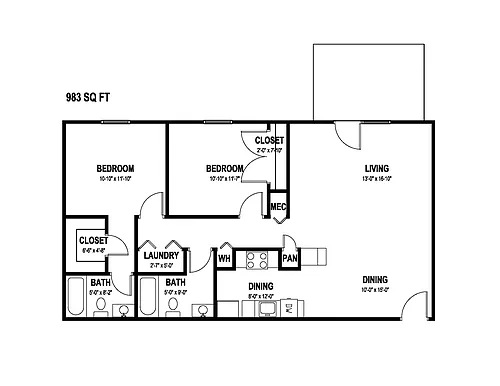Floor plan 983 SQ FT