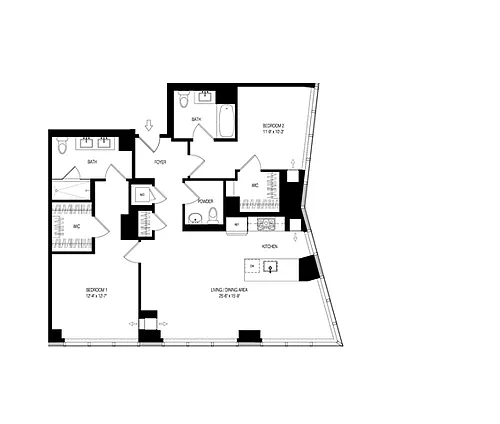 Floor plan 100 Park 2 Bed 2.5 Bath