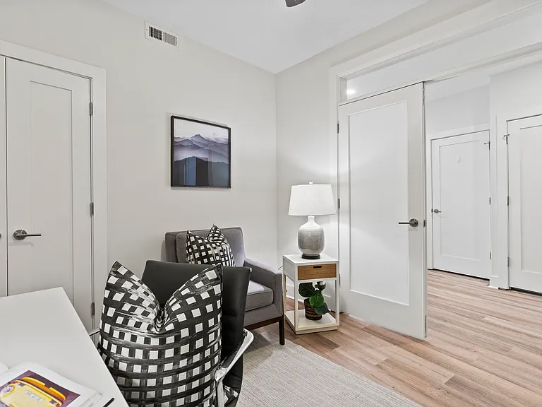 Den/second bedroom view toward entry