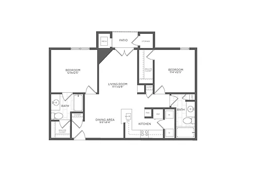 Floor plan 2 Bed/2 Bath-B3