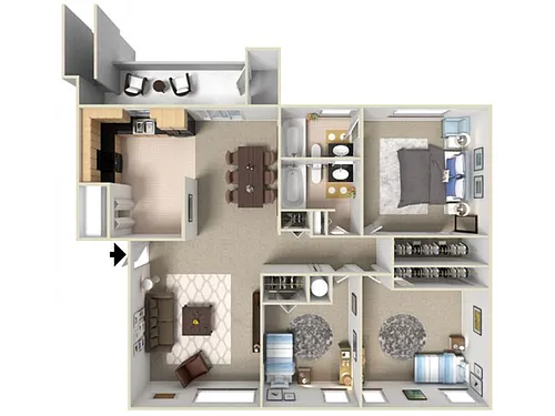 Floor plan 3 Bedroom 2 Bath