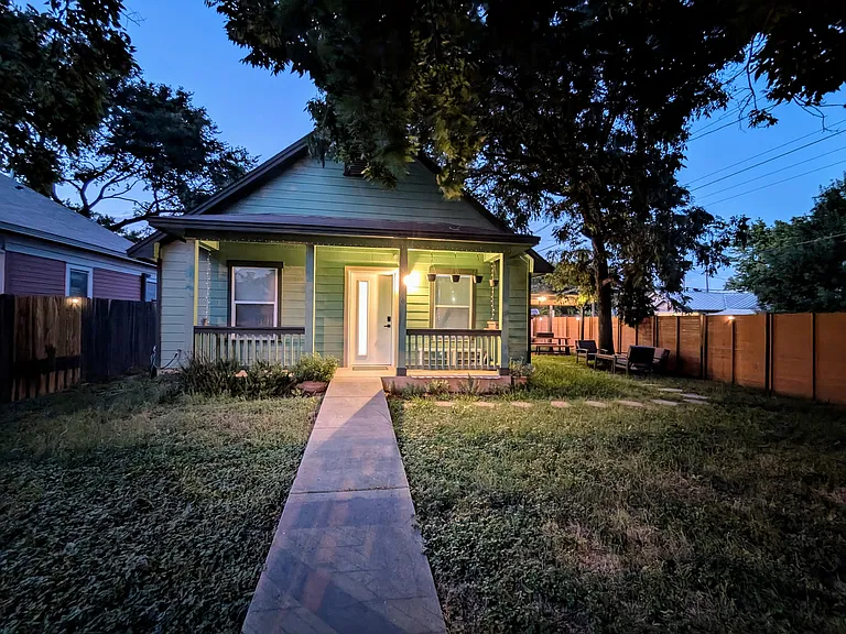 A few shots outside the house at night