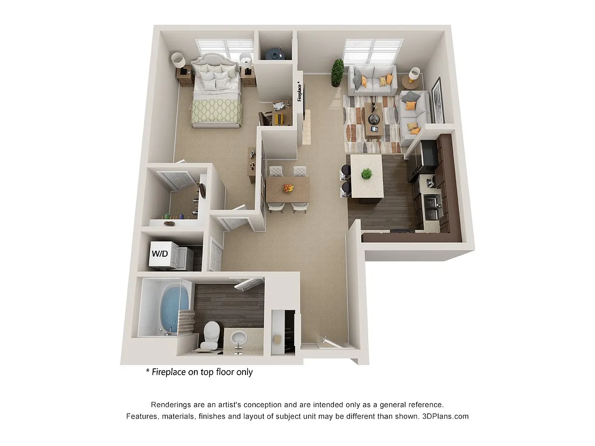 Floor plan A9: 1 Bed 1 Bath