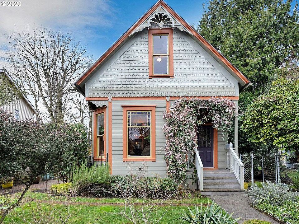 Adorable 1894 Victorian house, one of the oldest in Portland. We hope you like attention, because this beauty turns the heads of everyone who walks by. Beautiful landscaping surrounds this pretty little house.