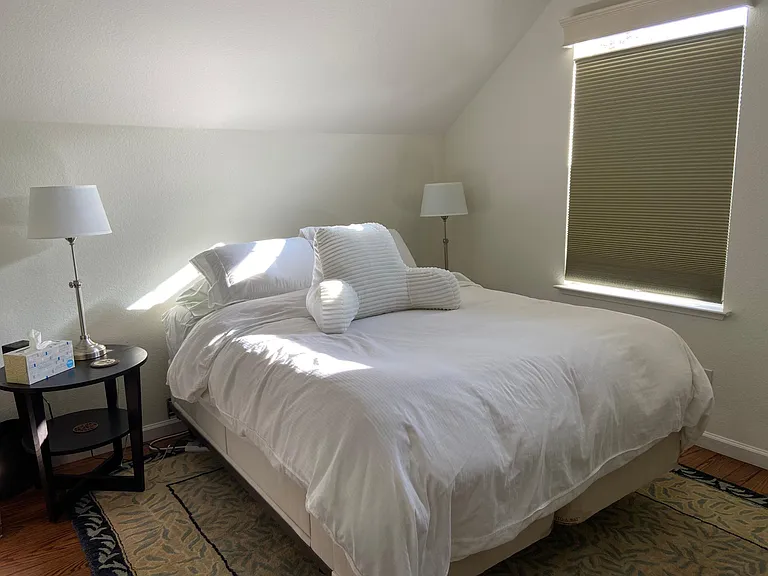 Blackout window shades in upstairs bedroom.