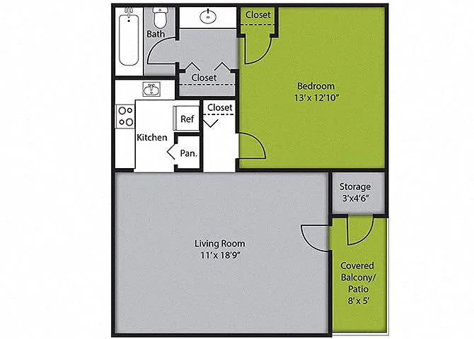 Floor plan Shamrock 1x1