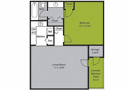 Floor plan Shamrock 1x1