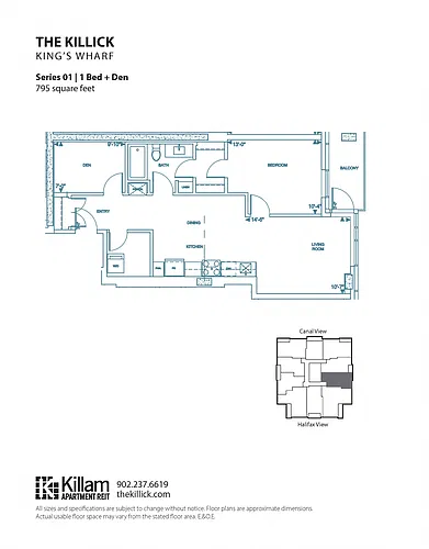 Floor plan One Bedroom + Den