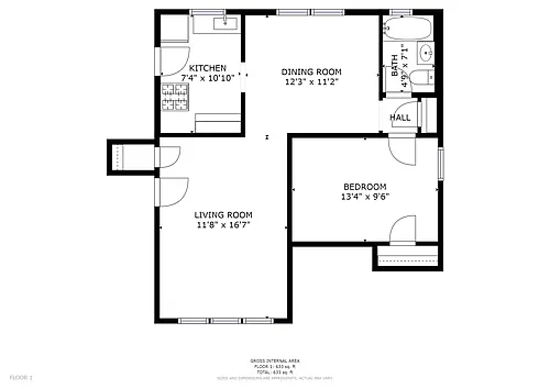 Floor plan One Bedroom