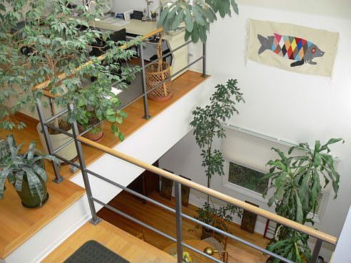 looking down from loft under skylights