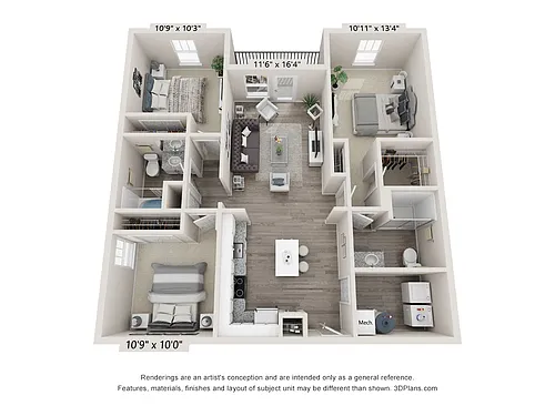 Floor plan 3 Bedroom | C1