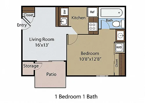 Floor plan 1 BR 1 BA
