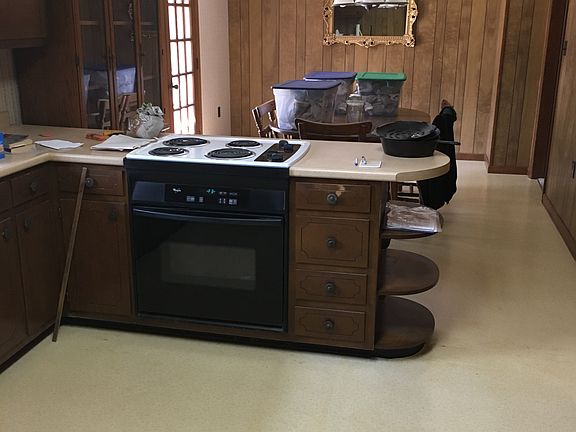 Kitchen and open dining room