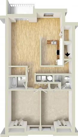 Two bedroom floor plan Two bedroom floor plan