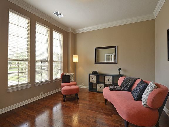 Office with hardwood floors