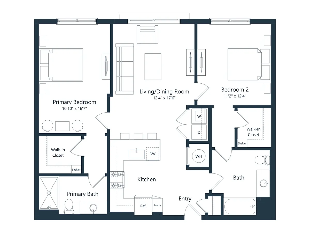 Floor plan C2 | 2 Bed | 2 Bath
