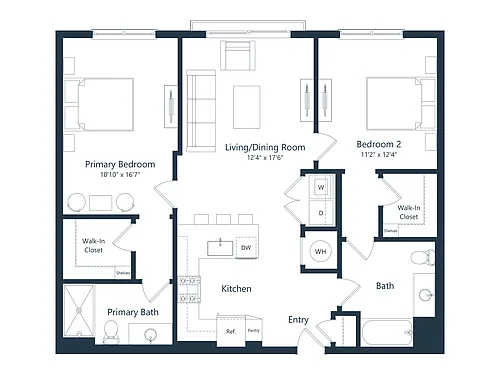 Floor plan C2 | 2 Bed | 2 Bath