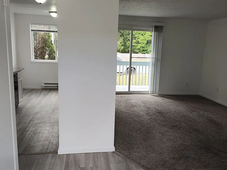From entry into living room and kitchen