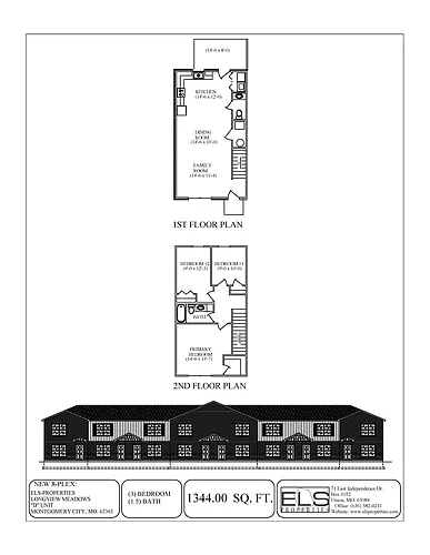 Floor plan 3 BR-2BA D Townhome