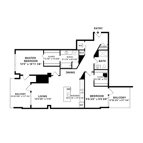 Floor plan 2 Bed/2 Bath-b1.2