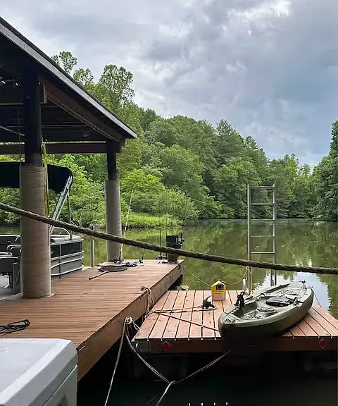 Dock with boat lift and floating dock