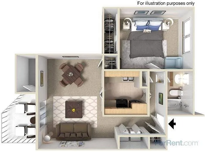 Floor plan 1x1 Garden Renovated