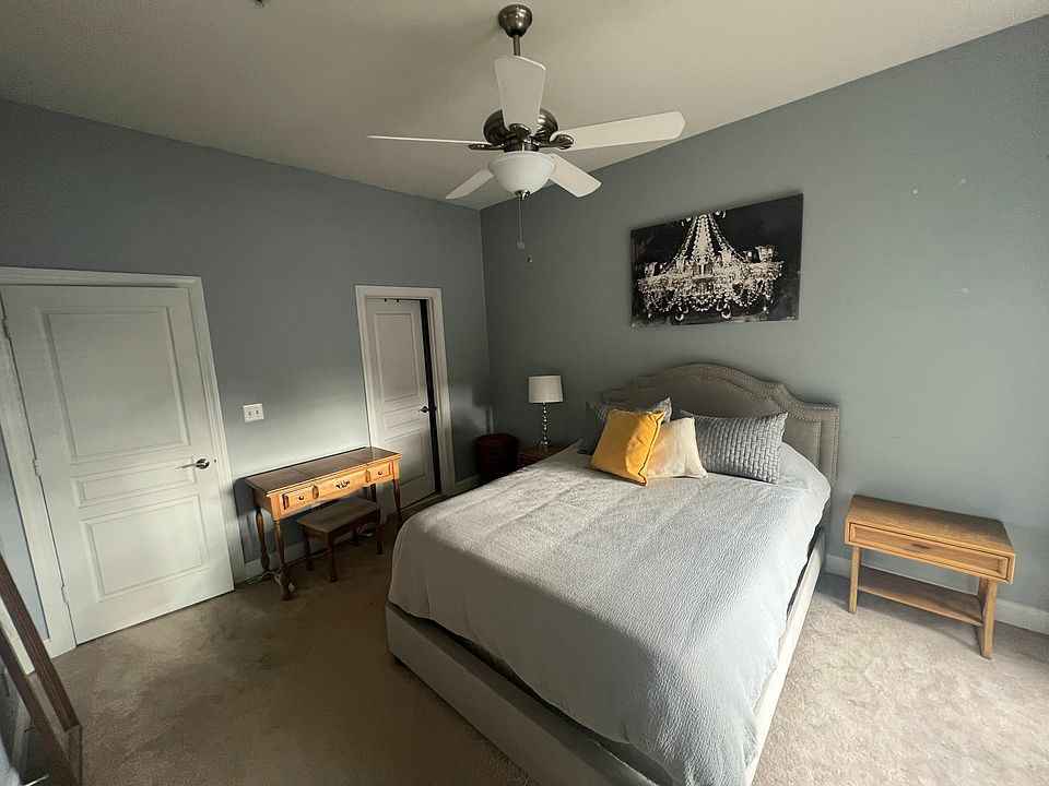 spacious primary bedroom with room for king or queen bed (queen bed pictured)