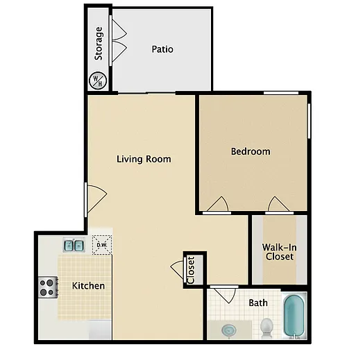 Floor plan 1 Bedroom 1 Bathroom