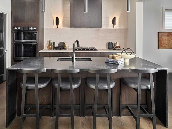A photo of the kitchen of the Columbia 26 show home in Calgary by Brookfield Residential