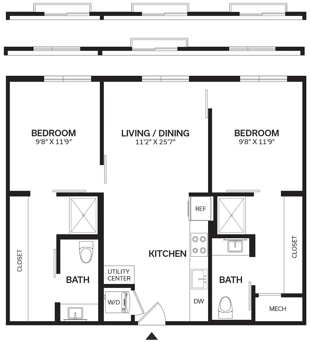 Floor plan 2 Bed/2 Bath-B1