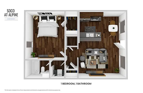 Floor plan 1 bedroom 1 bathroom