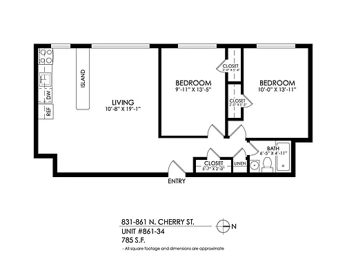 Floor plan 2 Bedroom, 1 Bath