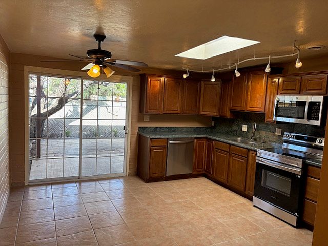Updated kitchen with new appliances.
