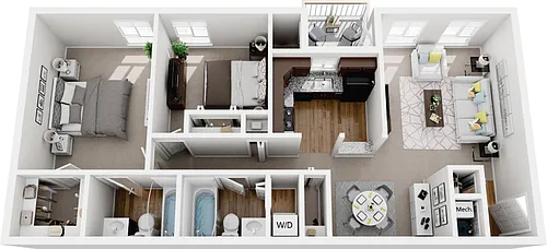 Floor plan 2 Bedroom 2 Bath
