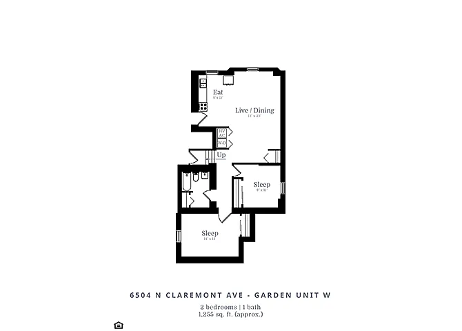 Floor plan 2 Bedroom | 1 Bath (C6)