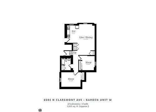 Floor plan 2 Bedroom | 1 Bath (C6)