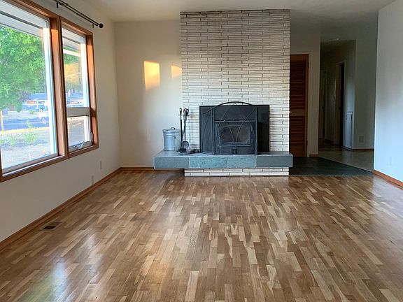 Living room with wood stove