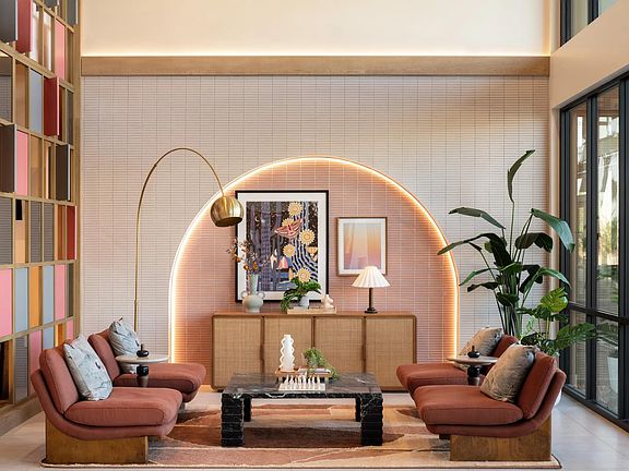 Layered textures, desert-inspired hues, and inviting seating_curated spaces to gather at Modera Rio Salado.