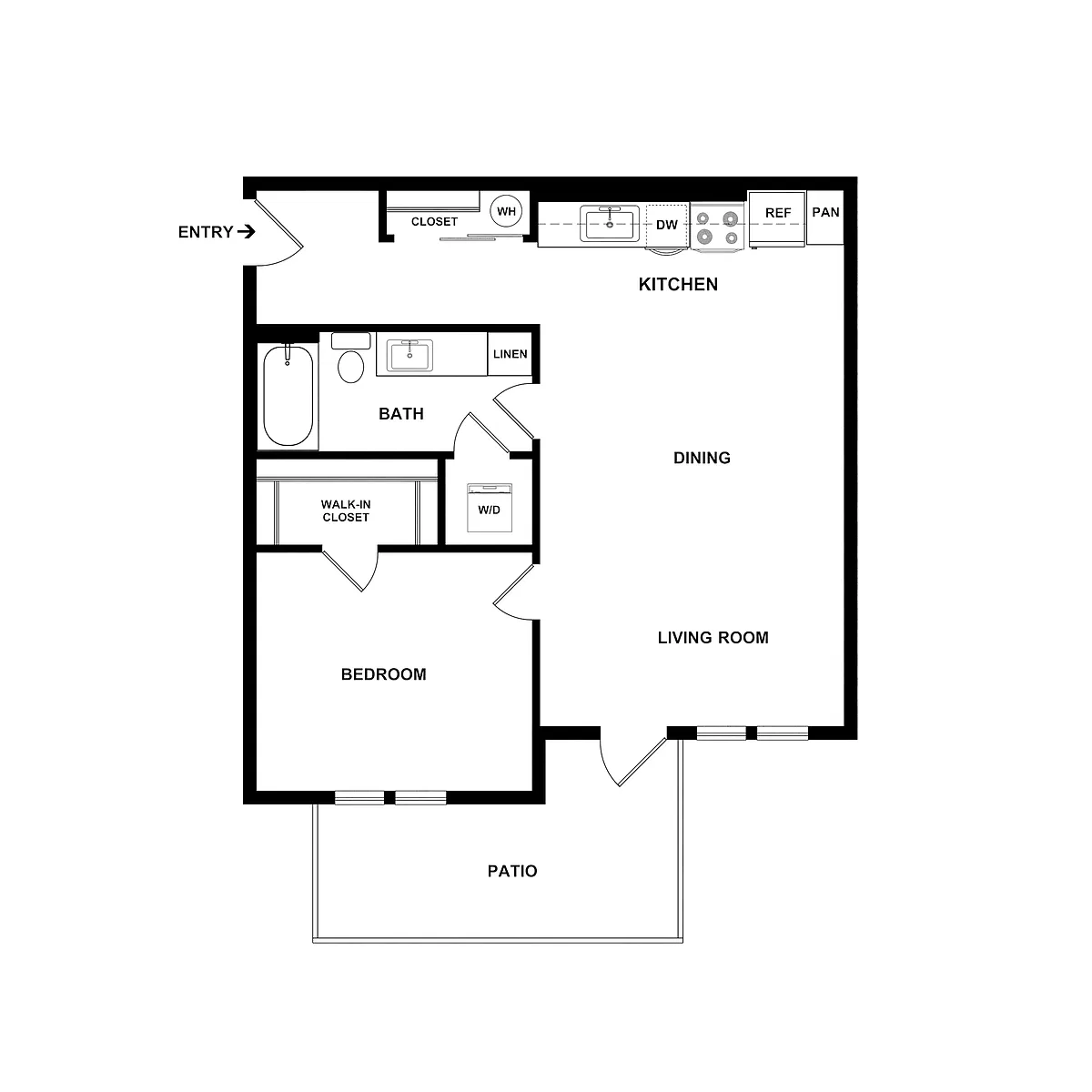 Floor plan 1 Bed 1 Bath Garden - 726