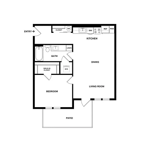 Floor plan 1 Bed 1 Bath Garden - 726