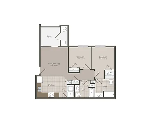 Floor plan 2 bed x 2 bath
