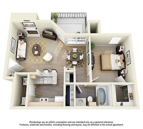 Floor plan 1 Bed 1 Bath Small