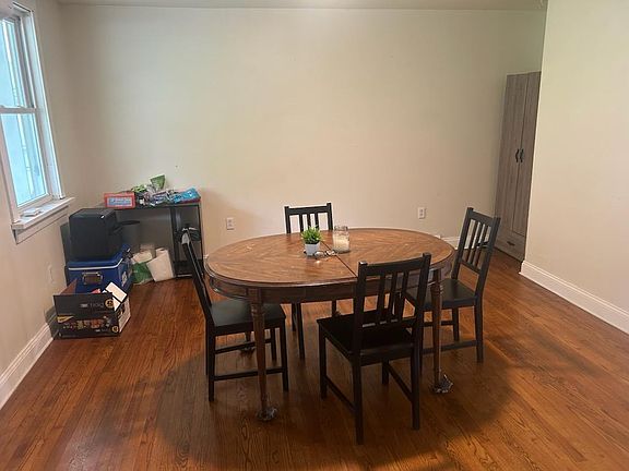 Dining area with oak floors