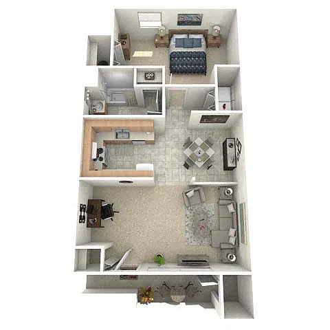 Floor plan 1BR/1BA Buchanan